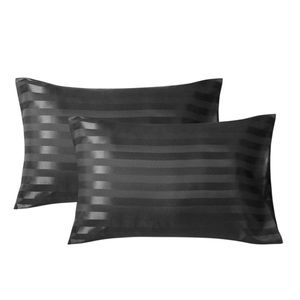 2 Black Satin Pillowcases Fights Wrinkles Breakage